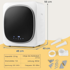 COSTWAY Mini 5KG, LED Touch-Screen Wäschetrockner