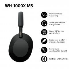 SONY WH 1000 XM 5 B, Over-ear Kopfhörer Bluetooth Black