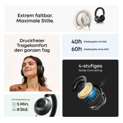 SOUNDCORE BY ANKER Space One Pro Case Edition, Over-ear Kopfhörer Bluetooth Jet Black (mit Tragetasche)
