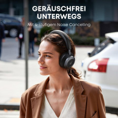SOUNDCORE BY ANKER Space One Pro Case Edition, Over-ear Kopfhörer Bluetooth Jet Black (mit Tragetasche)