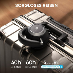 SOUNDCORE BY ANKER Space One Pro Case Edition, Over-ear Kopfhörer Bluetooth Jet Black (mit Tragetasche)