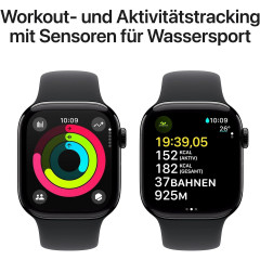 APPLE Series 10 Smartwatch Aluminium Fluorelastomer, 160 - 210 mm, Diamantschwarz