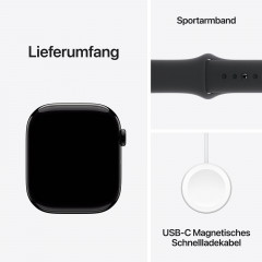 APPLE Series 10 Smartwatch Aluminium Fluorelastomer, 160 - 210 mm, Diamantschwarz