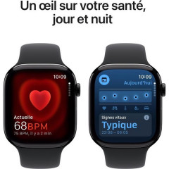 APPLE Series 10 Smartwatch Aluminium Fluorelastomer, 160 - 210 mm, Diamantschwarz