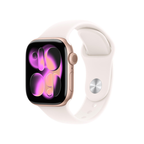 Apple Watch Series 11 (GPS, 42mm, Rosegold Aluminiumgehäuse mit Blassrosa Sportband - S/M)