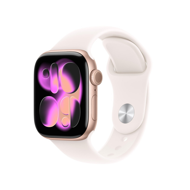 Apple Watch Series 11 (GPS, 42mm, Rosegold Aluminiumgehäuse mit Blassrosa Sportband - S/M)