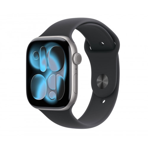 Apple Watch 11 42/Graues Aluminium/Schwarzes Armband S/M GPS