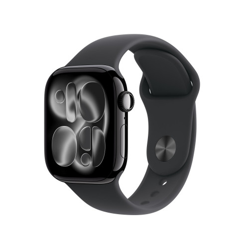 Apple Watch Series 11 (GPS, 46mm, Diamantschwarz Aluminiumgehäuse mit schwarzem Sportband - M/L)