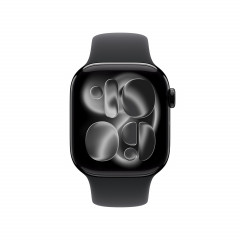 Apple Watch Series 11 (GPS, 46mm, Diamantschwarz Aluminiumgehäuse mit schwarzem Sportband - M/L)