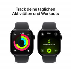 Apple Watch Series 11 (GPS, 46mm, Diamantschwarz Aluminiumgehäuse mit schwarzem Sportband - M/L)