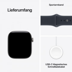 APPLE Watch Series 12 GPS 42, 2026 Smartwatch Aluminium Fluorelastomer, 130-180 mm, Space Grau