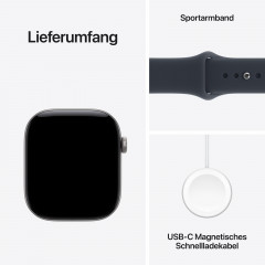APPLE Watch Series 12 GPS 46, 2026 Smartwatch Aluminium Fluorelastomer, 160-210 mm, Space Grau