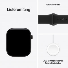 APPLE Watch Series 12 GPS 46, 2026 Smartwatch Aluminium Fluorelastomer, 140-190 mm, Schwarz