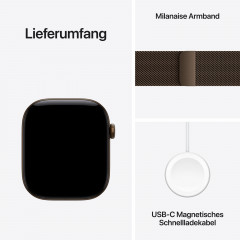 APPLE Watch Series 12 GPS 46, 2026 Smartwatch Aluminium Milanaise Armband, 150-200 mm, Dunkelbronze