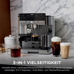 NINJA ES655EU Luxe Café Premier Plus, 3-in-1 Espresso-, Cold Brew- und Filterkaffeemaschine, Kaffeemaschine Silber