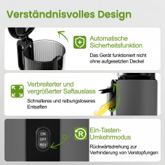 VENTRAY Max120 Elektrischer Entsafter 250 Watt, Schwarz