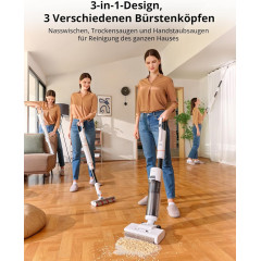 JONR ED20 Pro Nass Trockensauger,4in1 Akku Staubsauger Nass Trockensauger, Weiß