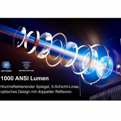 ULTIMEA Poseidon E40, Android TV 11.0, Tragbarer 4K Heimkino Beamer(Full-HD, 1000 ANSI-Lumen)