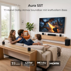 ULTIMEA Aura S5T - 7.1 Dolby Atmos Surround Soundsystem, Soundbar, Schwarz