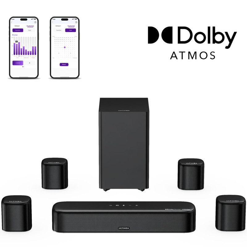 ULTIMEA Aura S5T - 7.1 Dolby Atmos Surround Soundsystem, Soundbar, Schwarz