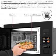 KB ELEMENTS ELK25MB1, Einbaumikrowelle (850 Watt, 25 l Garraum-Volumen, Grillfunktion)