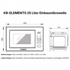 KB ELEMENTS ELK25MB1, Einbaumikrowelle (850 Watt, 25 l Garraum-Volumen, Grillfunktion)