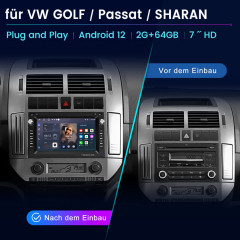 JUNSUN VW Polo 9N Golf 4 Passat B5 T5 GPS Internetradio, FM, Black