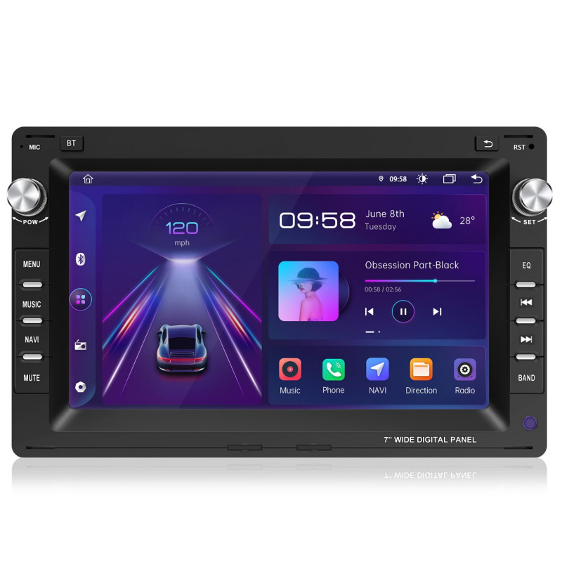 JUNSUN VW Polo 9N Golf 4 Passat B5 T5 GPS Internetradio, FM, Black