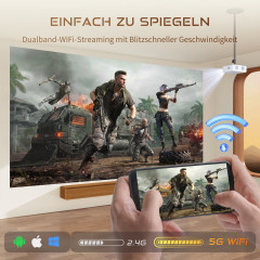 AURZEN EAZZE D1 Beamer(HDR 4K, 200 ANSI-Lumen)