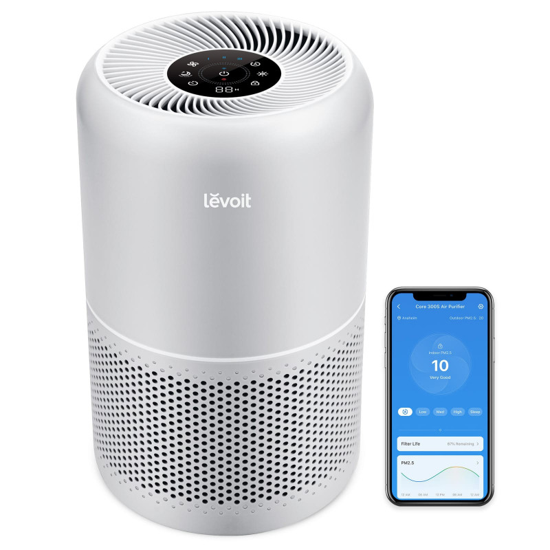 LEVOIT Core 300S Pro Smart Luftreiniger Weiß (23 Watt, Raumgröße: 50 m³, 3-stufiger HEPA-Filter (Vorfilter, HEPA-Filter, Aktivkohlefilter))