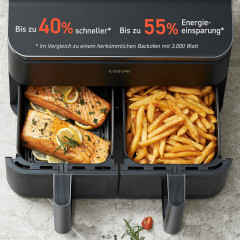 COSORI Dual Basket 8,5-Liter Black Air Fryer Keramikbeschichtung Heißluftfritteuse