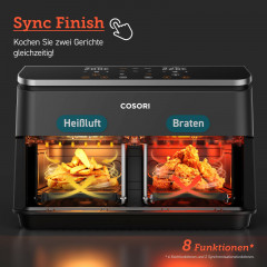 COSORI Dual Basket 8,5-Liter Black Air Fryer Keramikbeschichtung Heißluftfritteuse