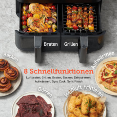 COSORI Dual Basket 8,5-Liter Black Air Fryer Keramikbeschichtung Heißluftfritteuse