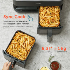 COSORI Dual Basket 8,5-Liter Black Air Fryer Keramikbeschichtung Heißluftfritteuse