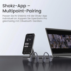 SHOKZ OpenSwim Pro, Open-ear Kopfhörer Bluetooth Grau