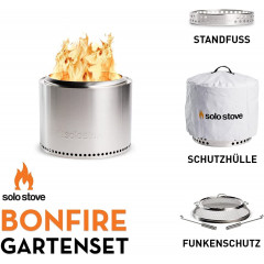 SOLO STOVE BONFIRE Outdoor-Kamin aus Edelstahl, raucharm mit Funkschutz Feuerschale, Silber