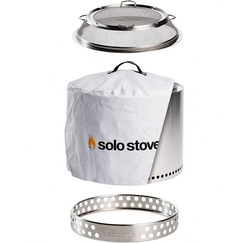 SOLO STOVE BONFIRE Outdoor-Kamin aus Edelstahl, raucharm mit Funkschutz Feuerschale, Silber