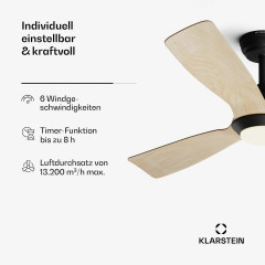 Fiji Flow 2-in-1-Deckenventilator 132 cm LED Fernbedienung App-Steuerung 2 Laufrichtungen dimmbar