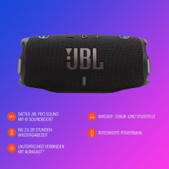 JBL Charge 6 Bluetooth-Lautsprecher, Schwarz, Wasserfest