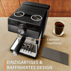 Krups Espressomaschine »XP384G Authentic+, Siebträger« intuitives Bedienfeld, Milch-Aufschäumdüse, 3 Siebeinsätze