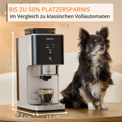 Krups Kaffeevollautomat »Coffee Crush SA4001 für Espresso & Lungo, platzsparend mit 15 cm Breite« frisch gemahlene Bohnen oder vor-gemahlen, einfache Reinigung,
