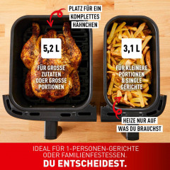 Tefal Heißluftfritteuse »Dual Easy Fry & Grill EY905B« 2700 W Doppelkammer, inkl. Grillplatten