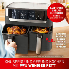 Tefal Heißluftfritteuse »Dual Easy Fry & Grill EY905B« 2700 W Doppelkammer, inkl. Grillplatten