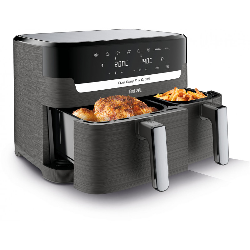 Tefal Heißluftfritteuse »Dual Easy Fry & Grill EY905B« 2700 W Doppelkammer, inkl. Grillplatten