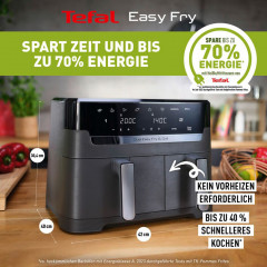 Tefal Heißluftfritteuse »Dual Easy Fry & Grill EY905B« 2700 W Doppelkammer, inkl. Grillplatten