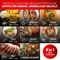 Tefal Heißluftfritteuse »Dual Easy Fry & Grill EY905B« 2700 W Doppelkammer, inkl. Grillplatten