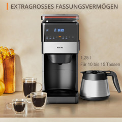 KRUPS KT8428 Grind Aroma XL Kaffeemaschine mit Zeitschaltuhr (Timer) Schwarz/Edelstahl