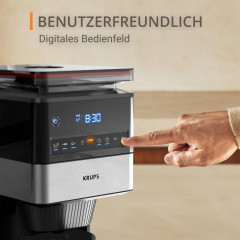 KRUPS KT8428 Grind Aroma XL Kaffeemaschine mit Zeitschaltuhr (Timer) Schwarz/Edelstahl