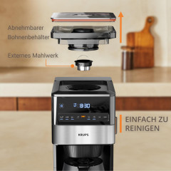 KRUPS KT8428 Grind Aroma XL Kaffeemaschine mit Zeitschaltuhr (Timer) Schwarz/Edelstahl