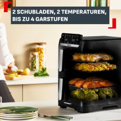TEFAL EY7568 Easy Fry Crispy Stack Doppelkammer- Heißluftfritteuse